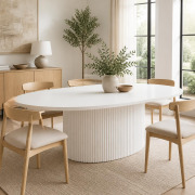 White oval tables